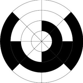 Gray Encoder disk (photo credit: https://en.wikipedia.org/wiki/Gray_code)